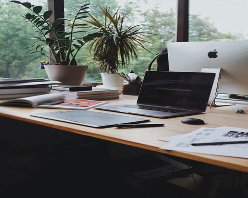 Organized workspace promoting a calm daily routine